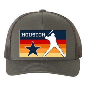 Baseball Player Silhouette Houston Flag Yupoong Adult 5-Panel Trucker Hat