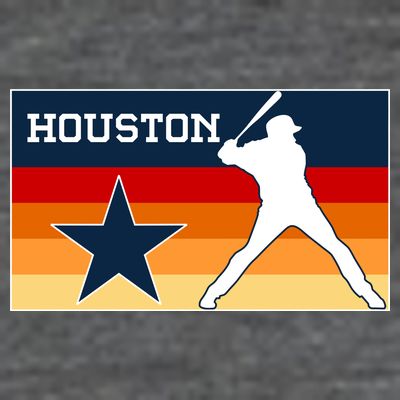 Baseball Player Silhouette Houston Flag T-Shirt