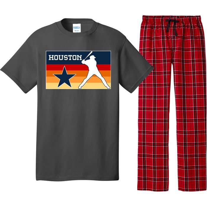 Baseball Player Silhouette Houston Flag Pajama Set