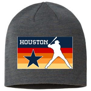 Baseball Player Silhouette Houston Flag Sustainable Beanie