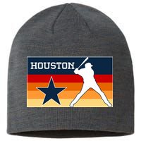 Baseball Player Silhouette Houston Flag Sustainable Beanie