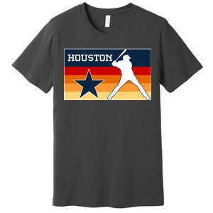 Baseball Player Silhouette Houston Flag Premium T-Shirt