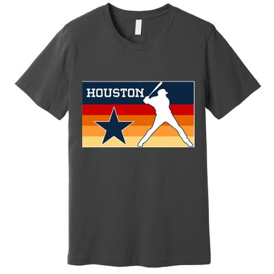 Baseball Player Silhouette Houston Flag Premium T-Shirt