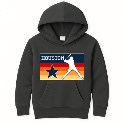 Baseball Player Silhouette Houston Flag Kids Hoodie