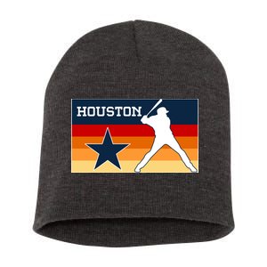 Baseball Player Silhouette Houston Flag Short Acrylic Beanie