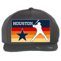 Baseball Player Silhouette Houston Flag Wool Snapback Cap