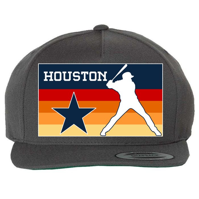 Baseball Player Silhouette Houston Flag Wool Snapback Cap