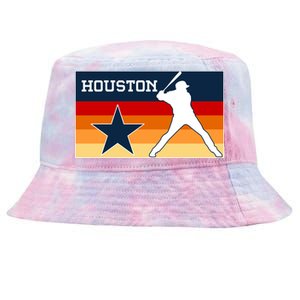 Baseball Player Silhouette Houston Flag Tie-Dyed Bucket Hat