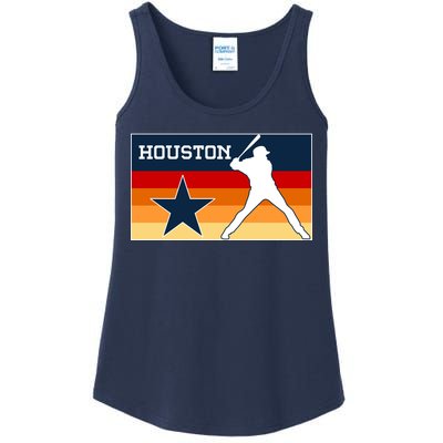 Baseball Player Silhouette Houston Flag Ladies Essential Tank