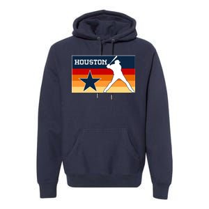 Baseball Player Silhouette Houston Flag Premium Hoodie