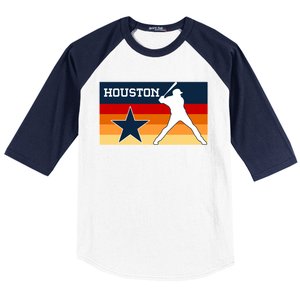 Baseball Player Silhouette Houston Flag Baseball Sleeve Shirt