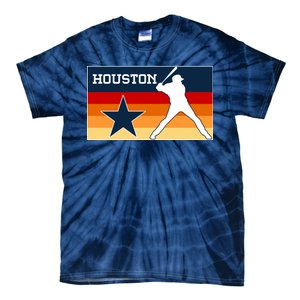 Baseball Player Silhouette Houston Flag Tie-Dye T-Shirt