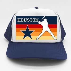 Baseball Player Silhouette Houston Flag Trucker Hat