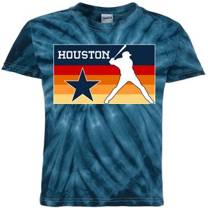 Baseball Player Silhouette Houston Flag Kids Tie-Dye T-Shirt