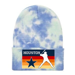 Baseball Player Silhouette Houston Flag Tie Dye 12in Knit Beanie