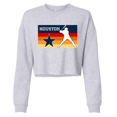 Baseball Player Silhouette Houston Flag Cropped Pullover Crew