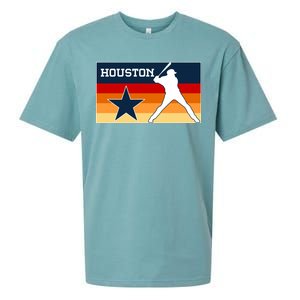 Baseball Player Silhouette Houston Flag Sueded Cloud Jersey T-Shirt