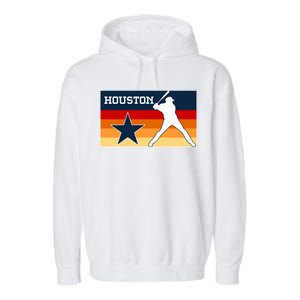 Baseball Player Silhouette Houston Flag Garment-Dyed Fleece Hoodie