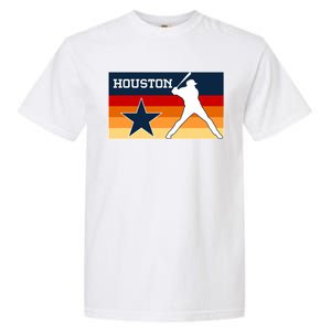 Baseball Player Silhouette Houston Flag Garment-Dyed Heavyweight T-Shirt