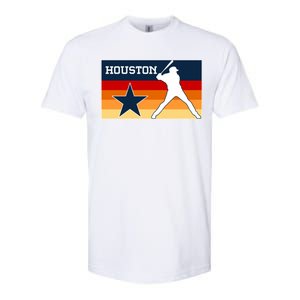 Baseball Player Silhouette Houston Flag Softstyle CVC T-Shirt