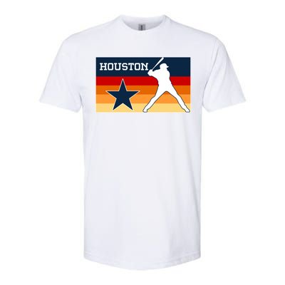 Baseball Player Silhouette Houston Flag Softstyle® CVC T-Shirt