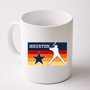 Baseball Player Silhouette Houston Flag Coffee Mug