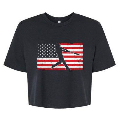 Baseball Player USA American Flag Bella+Canvas Jersey Crop Tee