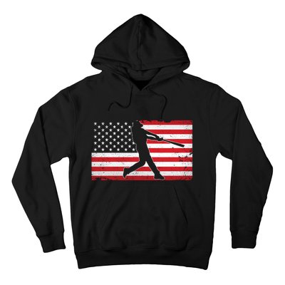 Baseball Player USA American Flag Hoodie