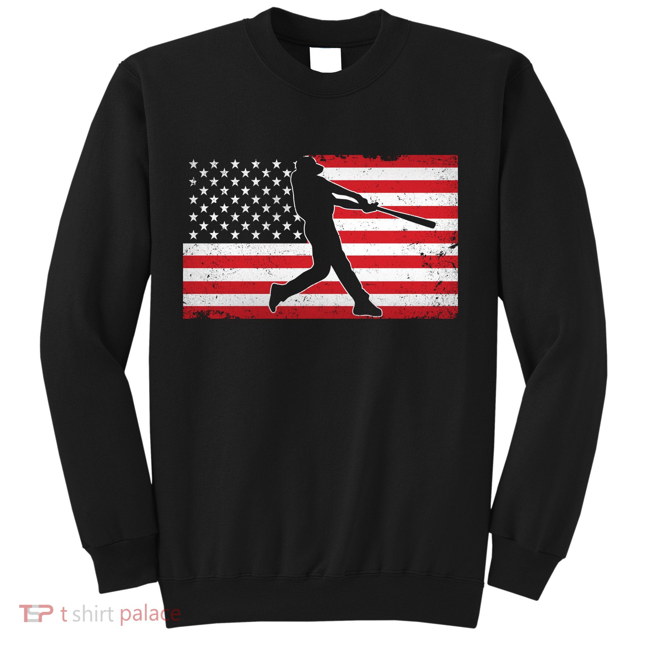 Baseball Player USA American Flag Sweatshirt