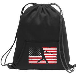 Baseball Player USA American Flag Sweatshirt Cinch Pack Bag