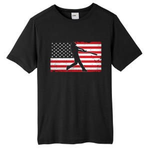 Baseball Player USA American Flag Tall Fusion ChromaSoft Performance T-Shirt