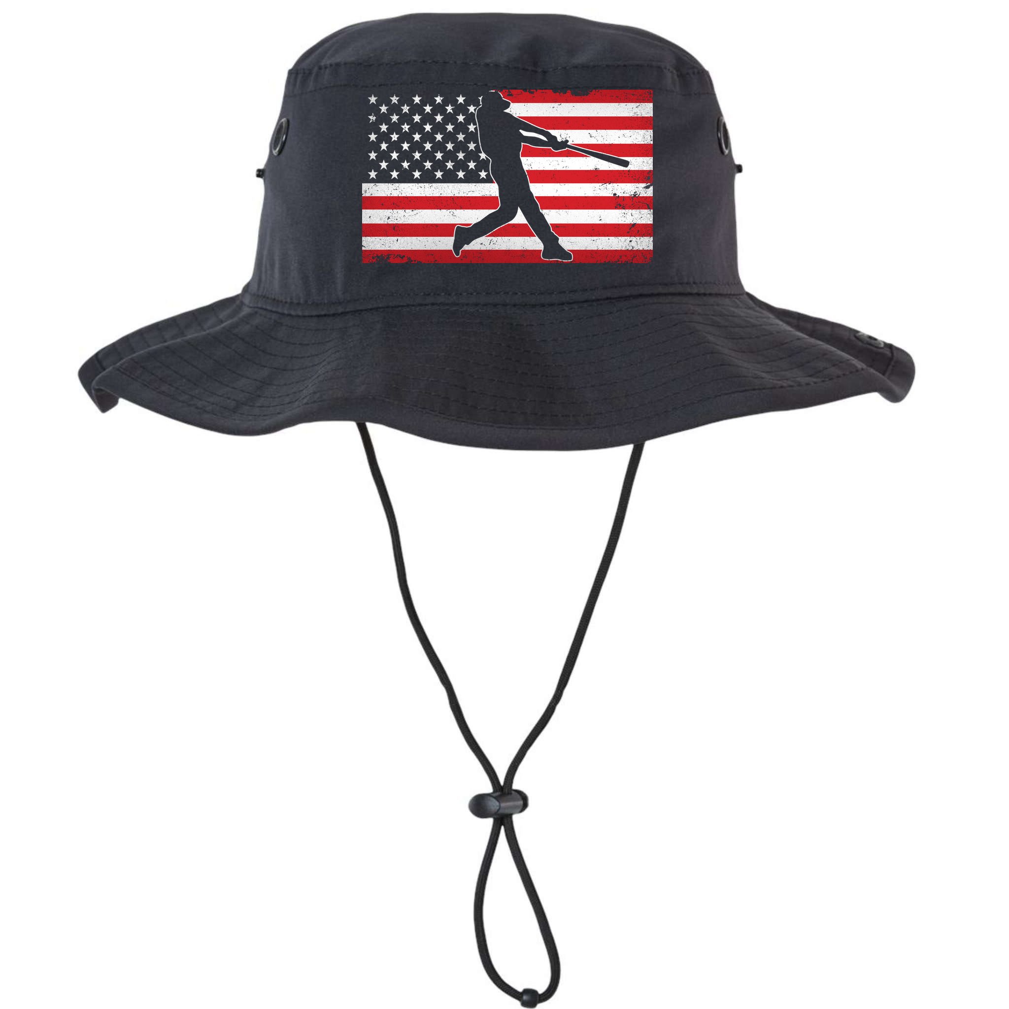 Baseball Player USA American Flag Bucket Hat