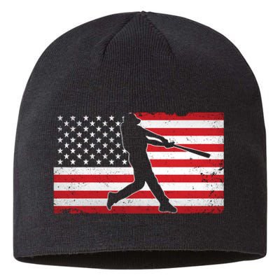 Baseball Player USA American Flag Sustainable Beanie