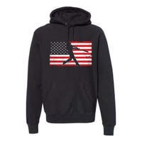 Baseball Player USA American Flag Premium Hoodie