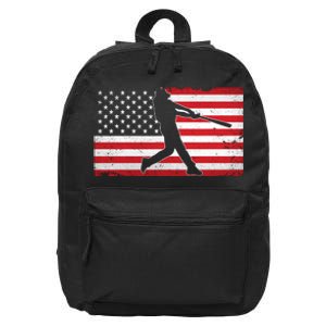 Baseball Player USA American Flag 16 in Basic Backpack