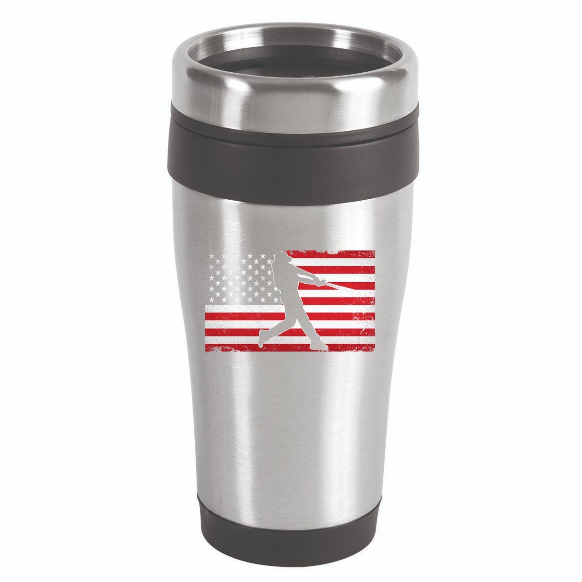Baseball Player USA American Flag 16oz Travel Tumbler