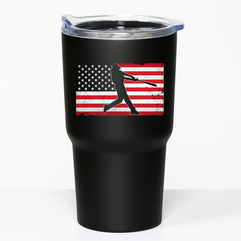Baseball Player USA American Flag Tumbler