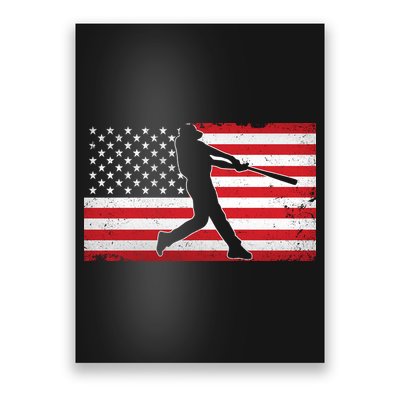 Baseball Player USA American Flag Poster