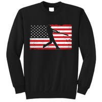 Baseball Player USA American Flag Tall Sweatshirt