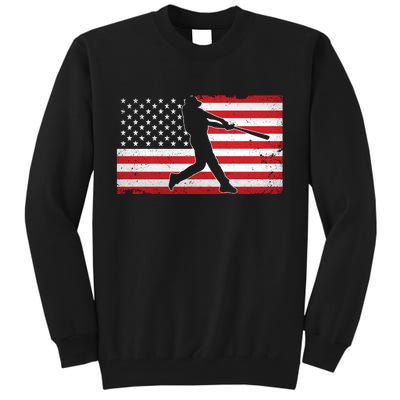 Baseball Player USA American Flag Tall Sweatshirt