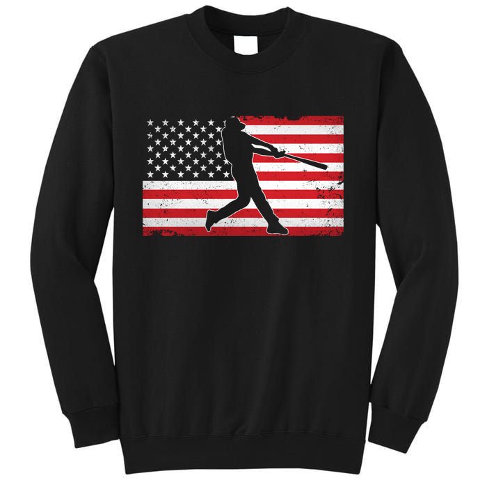 Baseball Player USA American Flag Tall Sweatshirt