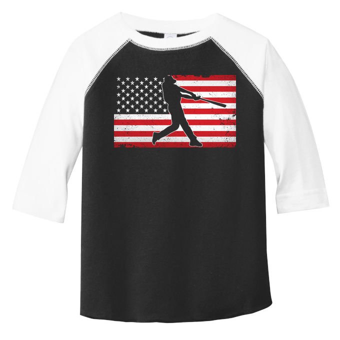 Baseball Player USA American Flag Toddler Fine Jersey T-Shirt