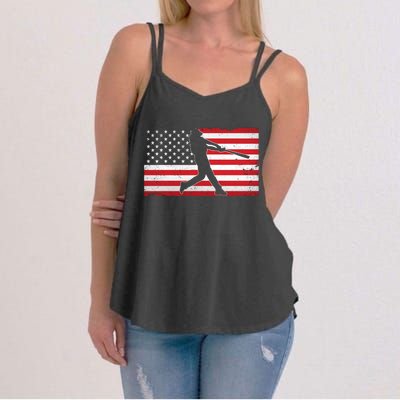 Baseball Player USA American Flag Women's Strappy Tank