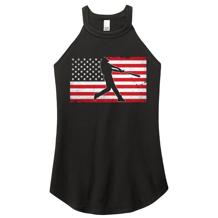 Baseball Player USA American Flag Women's Perfect Tri Rocker Tank