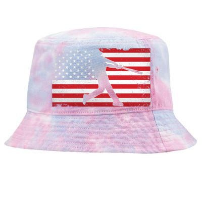 Baseball Player USA American Flag Tie-Dyed Bucket Hat