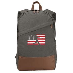 Baseball Player USA American Flag Cotton Canvas Backpack