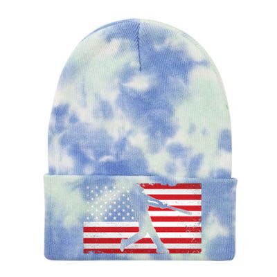 Baseball Player USA American Flag Tie Dye 12in Knit Beanie