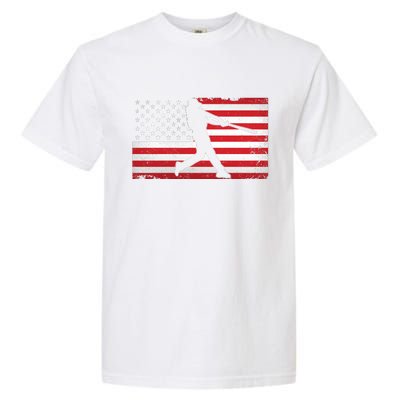 Baseball Player USA American Flag Garment-Dyed Heavyweight T-Shirt