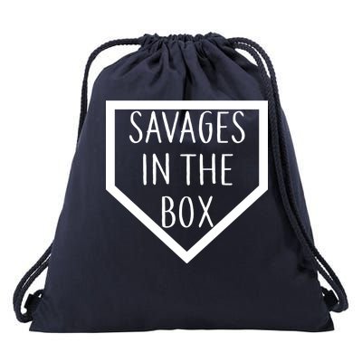 Baseball Savages In The Box Home Plate Drawstring Bag