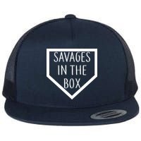 Baseball Savages In The Box Home Plate Flat Bill Trucker Hat